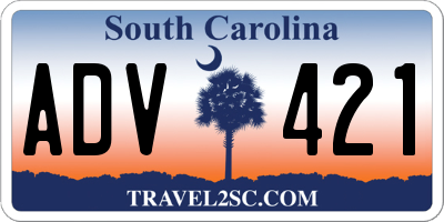 SC license plate ADV421
