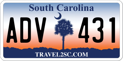 SC license plate ADV431