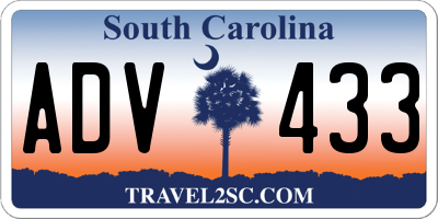 SC license plate ADV433