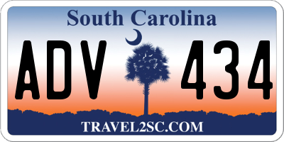 SC license plate ADV434
