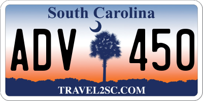 SC license plate ADV450
