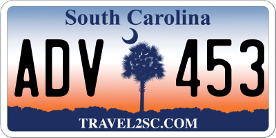 SC license plate ADV453