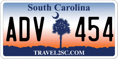 SC license plate ADV454