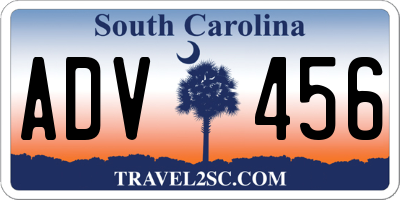 SC license plate ADV456