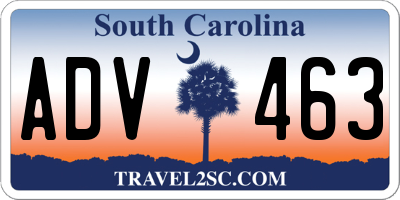 SC license plate ADV463