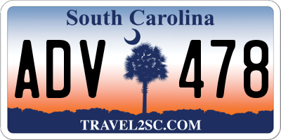 SC license plate ADV478