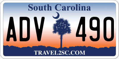 SC license plate ADV490