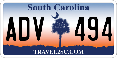 SC license plate ADV494