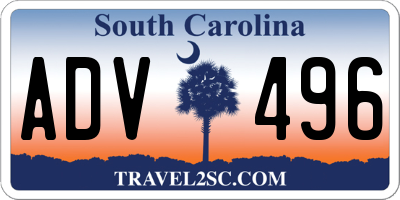 SC license plate ADV496