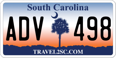 SC license plate ADV498
