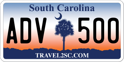 SC license plate ADV500