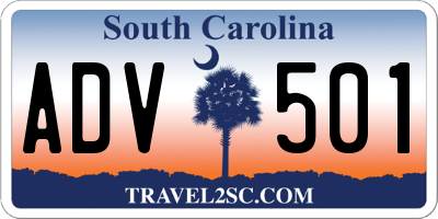 SC license plate ADV501