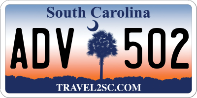 SC license plate ADV502