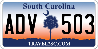 SC license plate ADV503