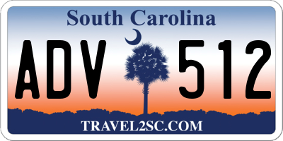 SC license plate ADV512