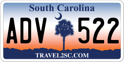 SC license plate ADV522