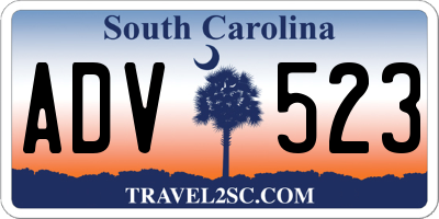SC license plate ADV523