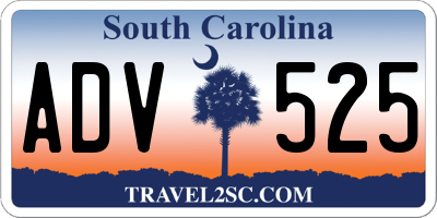 SC license plate ADV525