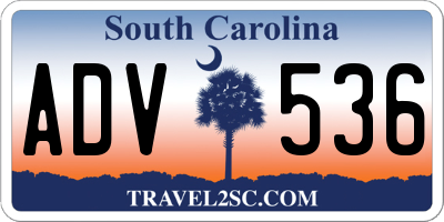 SC license plate ADV536