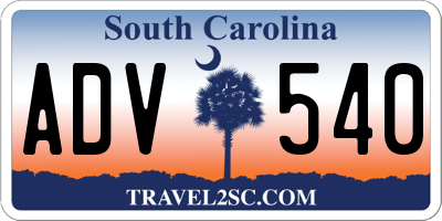 SC license plate ADV540