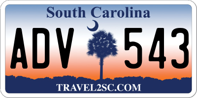 SC license plate ADV543