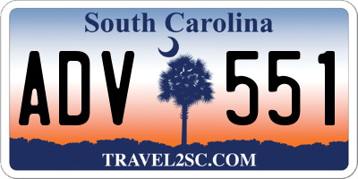 SC license plate ADV551