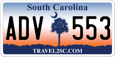 SC license plate ADV553