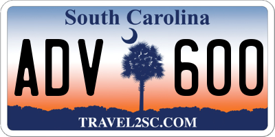 SC license plate ADV600