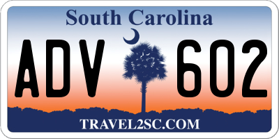 SC license plate ADV602