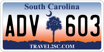 SC license plate ADV603