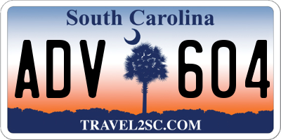 SC license plate ADV604