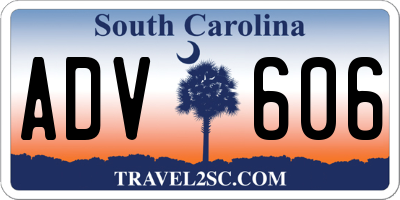 SC license plate ADV606