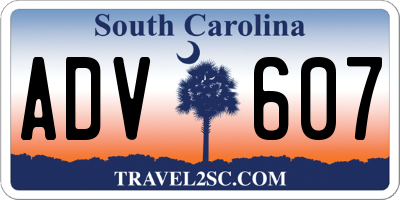 SC license plate ADV607