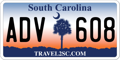 SC license plate ADV608