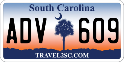 SC license plate ADV609