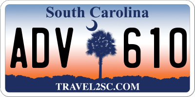 SC license plate ADV610