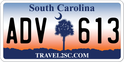 SC license plate ADV613
