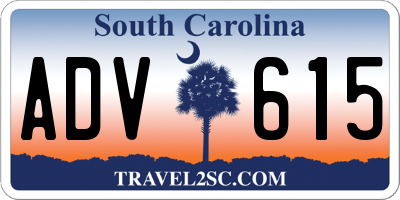 SC license plate ADV615