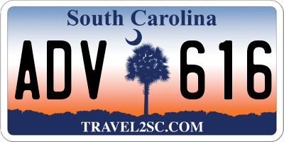 SC license plate ADV616