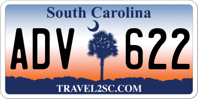 SC license plate ADV622