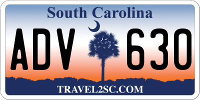 SC license plate ADV630
