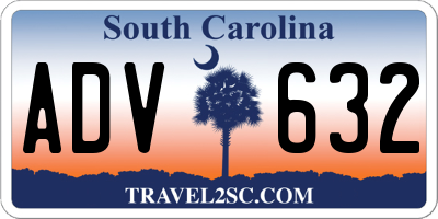 SC license plate ADV632