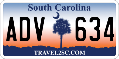 SC license plate ADV634