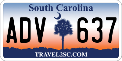 SC license plate ADV637