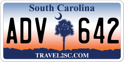 SC license plate ADV642