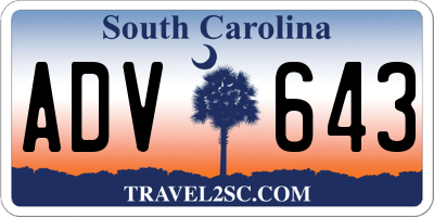 SC license plate ADV643