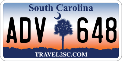 SC license plate ADV648