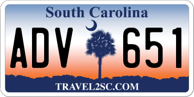 SC license plate ADV651