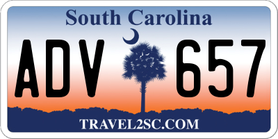 SC license plate ADV657