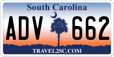 SC license plate ADV662